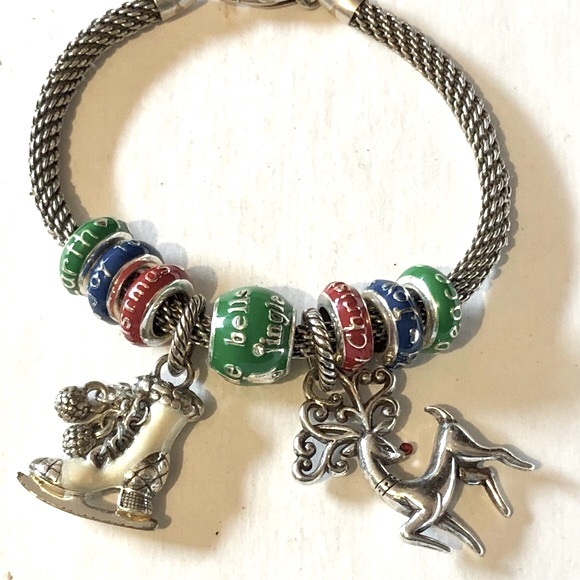 🎄🆕 Brighton Joy to the World spacer Thin blue Christmas bead Retired Gift ready - Picture 6 of 10